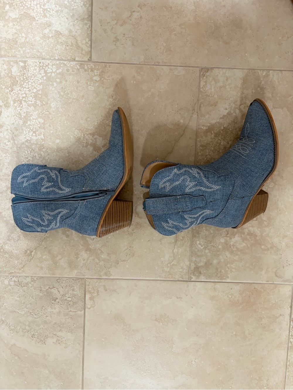 2 Pairs of Cowboy Boot, Denim & Camel colors